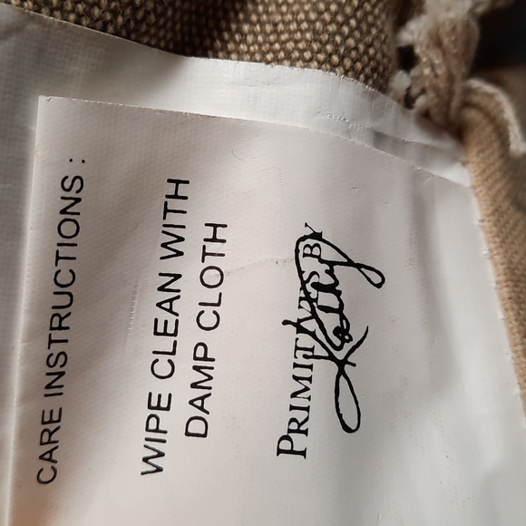 Large Pillow Rabbit Bunny Cotton Canvas Fringe Cabbage Brown Tan Grey - Picture 4 of 5